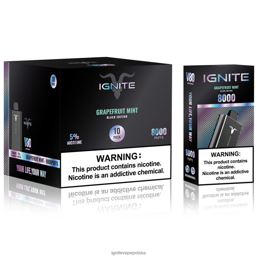 Ignite Smaki | IGNITE V80 vape pen 10 szt grejpfrut mięta 0648NZ58